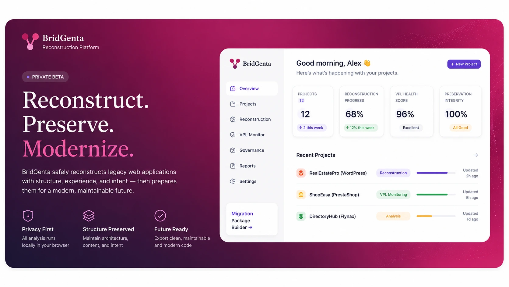 BridGenta Product Showcase Dashboard