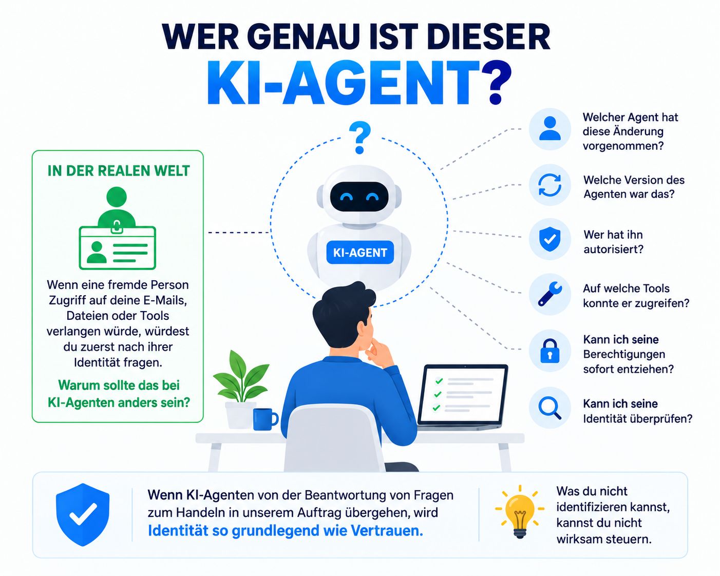 Illustration zu Identität und Berechtigungen eines KI-Agenten.